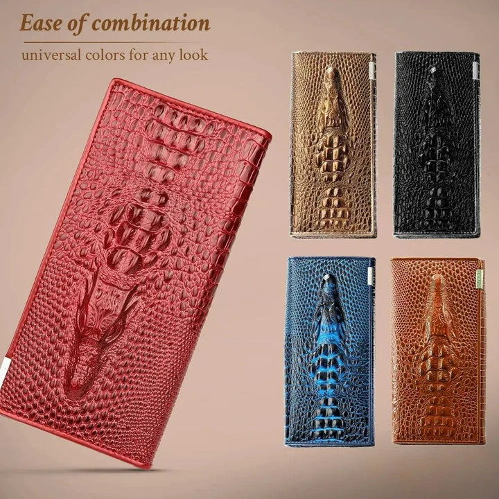 Caroline - Luxury Crocodile-Embossed Leather Wallet for Women