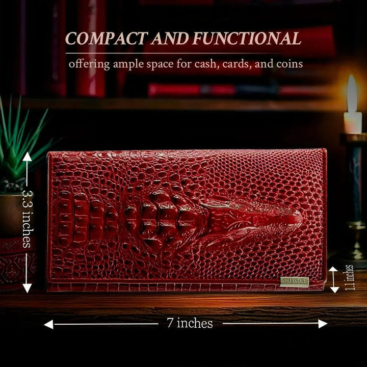 Caroline - Luxury Crocodile-Embossed Leather Wallet for Women