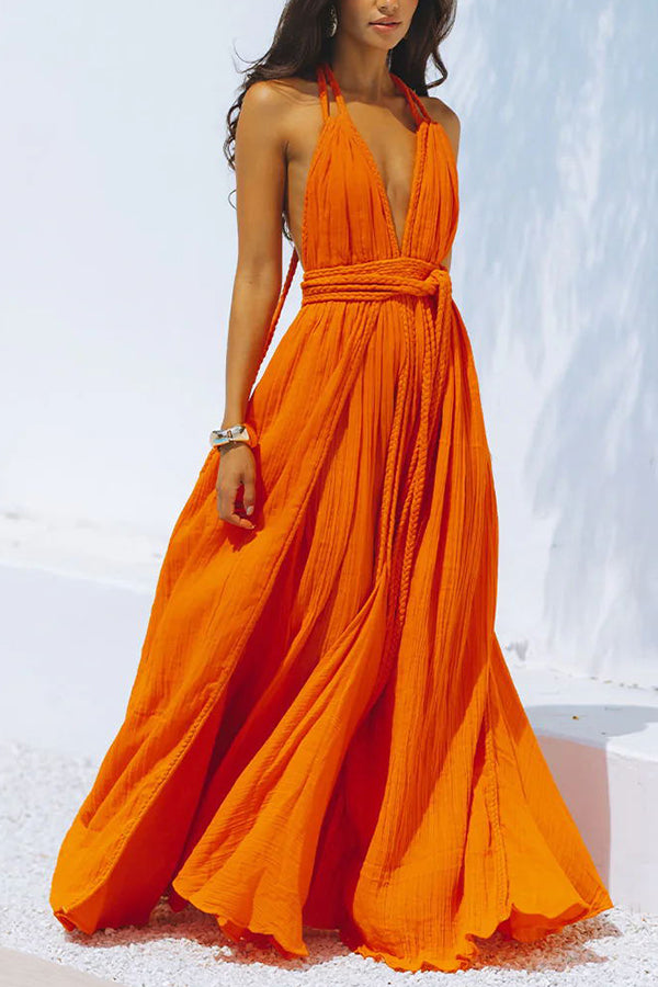 Faelina – Backless Halter Bandage Maxi Dress