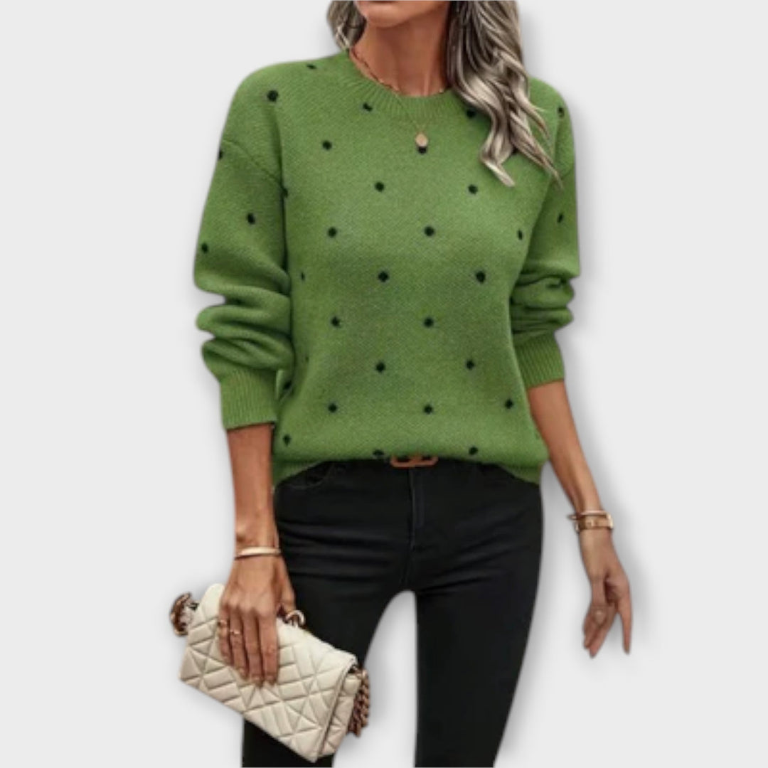 Ava | Casual Long-Sleeve Knit Sweater with Polka Dot Pattern
