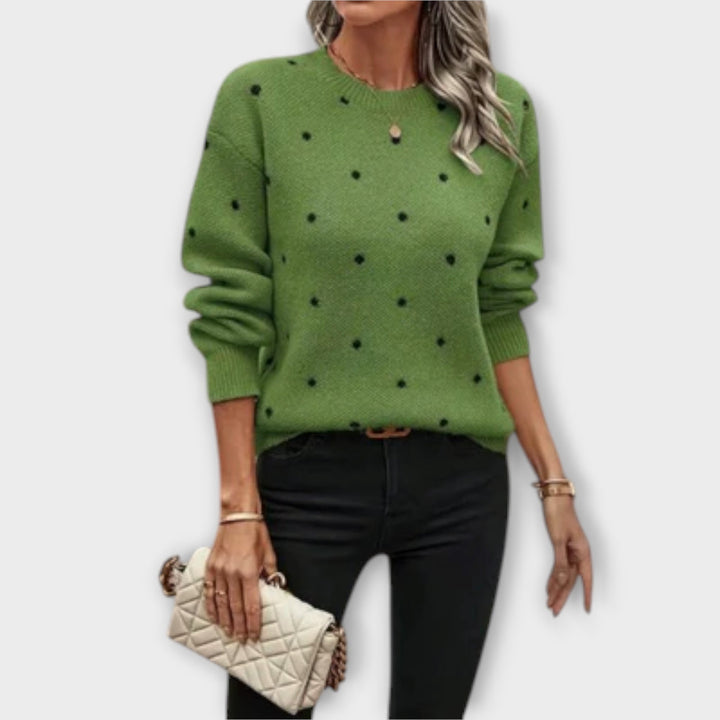 Ava | Casual Long-Sleeve Knit Sweater with Polka Dot Pattern