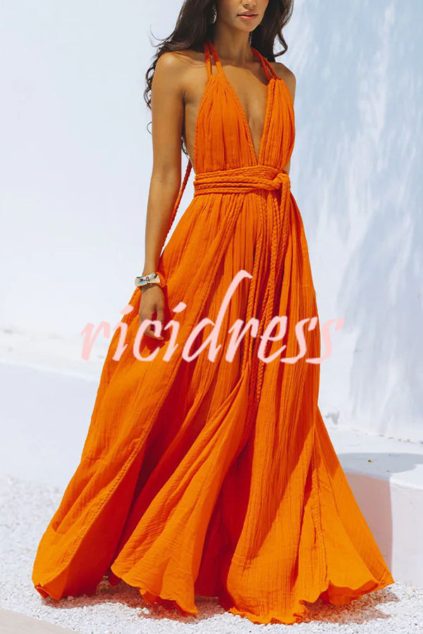 Faelina – Backless Halter Bandage Maxi Dress