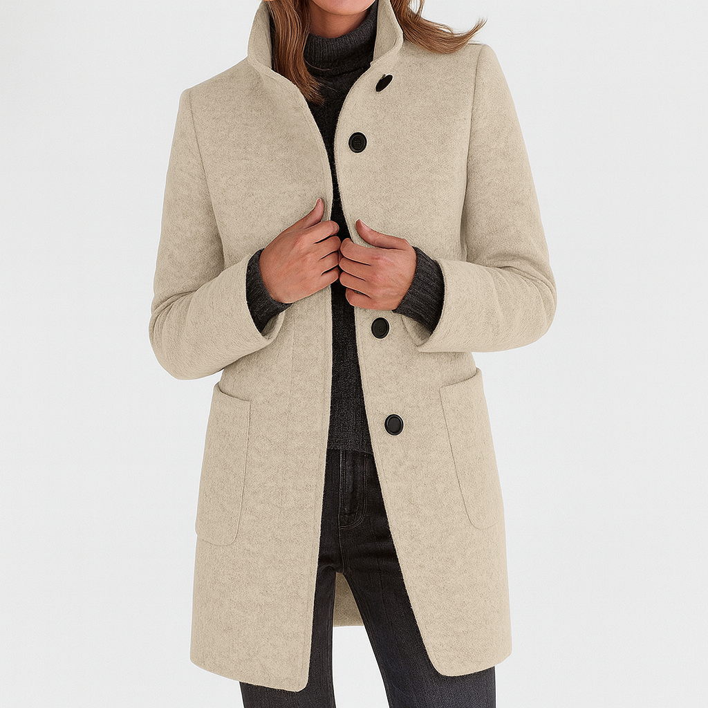 Aurora | Wool-Blend Stand Collar Coat