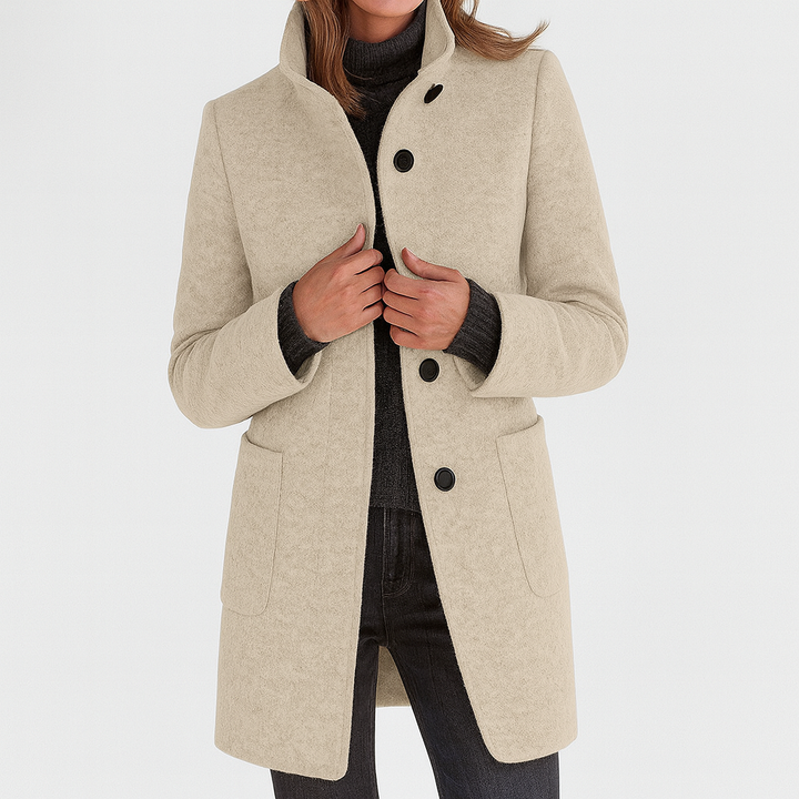 Aurora | Wool-Blend Stand Collar Coat