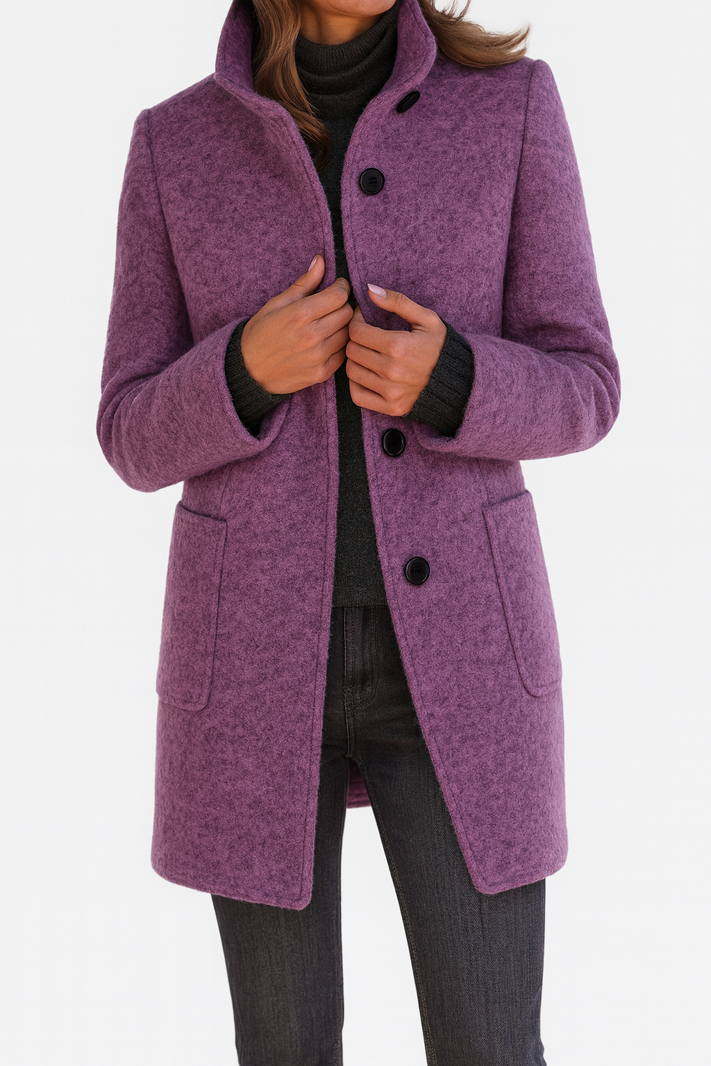 Aurora | Wool-Blend Stand Collar Coat
