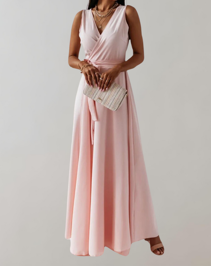 Izora - Elegant V-Neck Sleeveless Gown