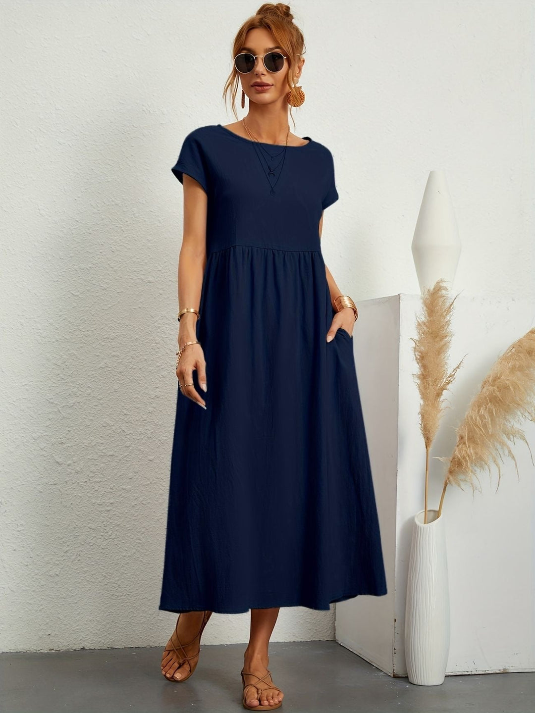 Kimber - Casual O-Neck Midi Dress