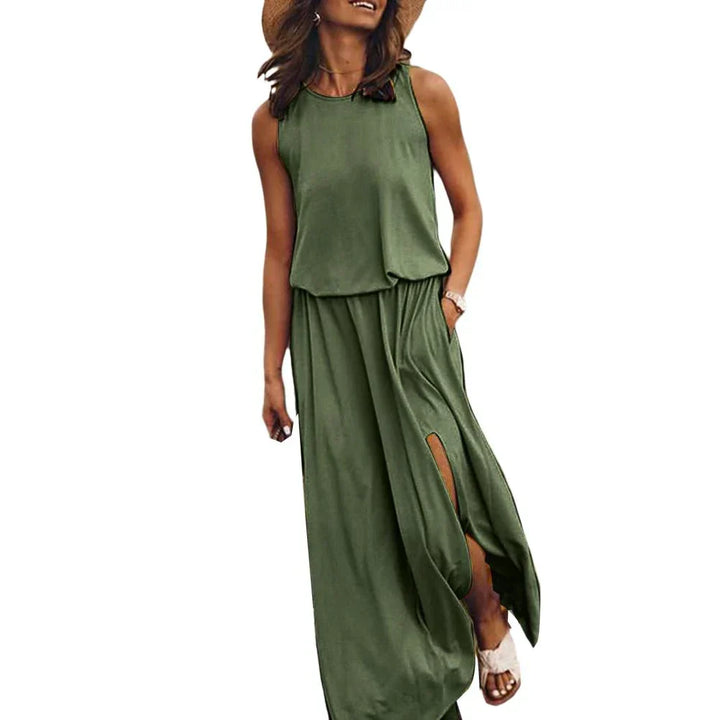 Lyric - Casual Sleeveless Slit Maxi Dress