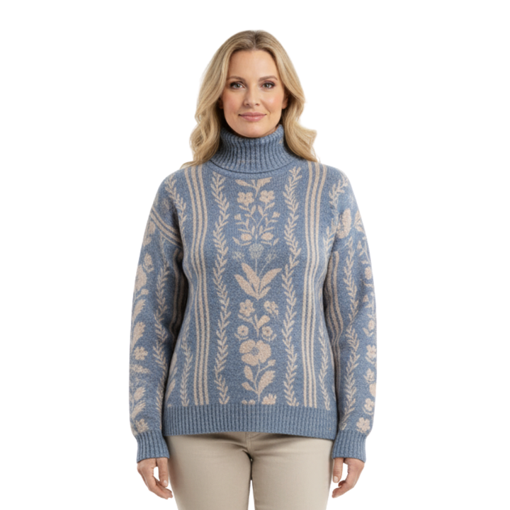 Grace | Winter Floral Knit Turtleneck