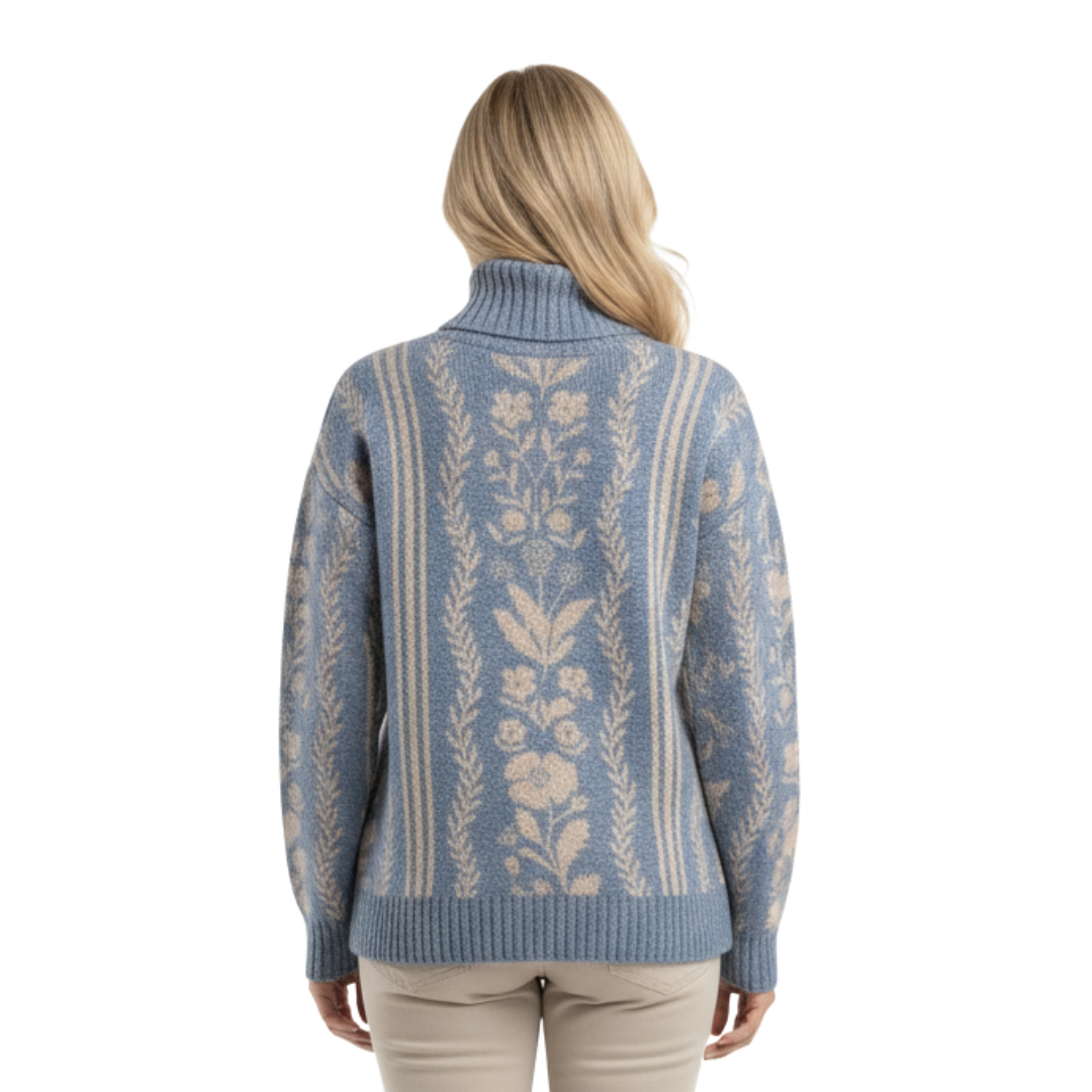 Grace | Winter Floral Knit Turtleneck