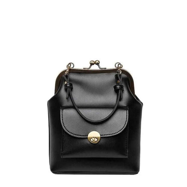 Anna - Chic Leather Bag with Kiss-Lock Closure