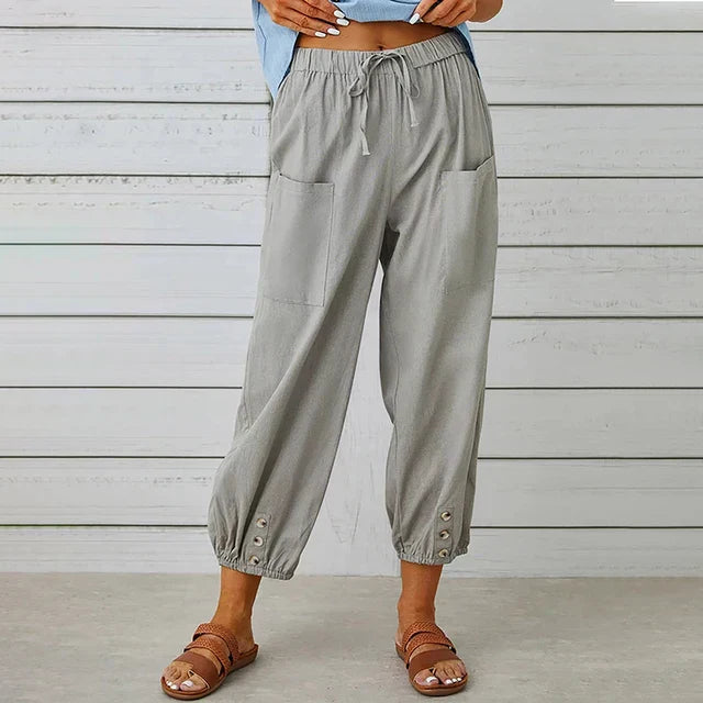 Zuri - High Waist Loose Cotton Linen Pants