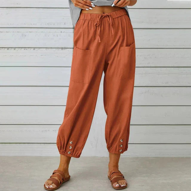 Zuri - High Waist Loose Cotton Linen Pants