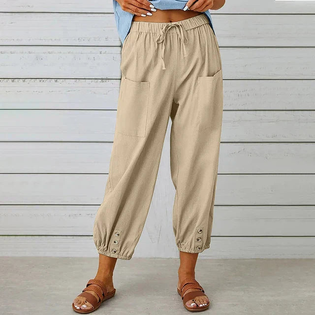 Zuri - High Waist Loose Cotton Linen Pants