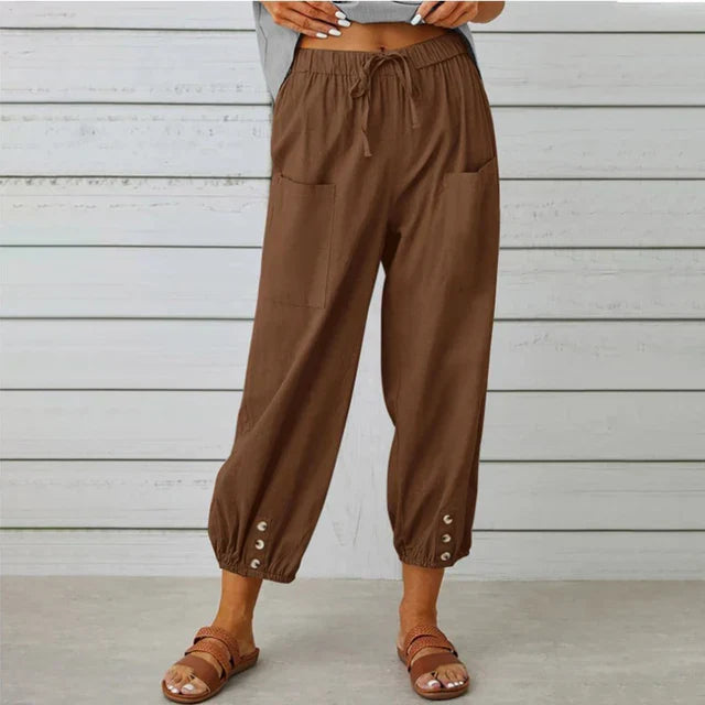 Zuri - High Waist Loose Cotton Linen Pants