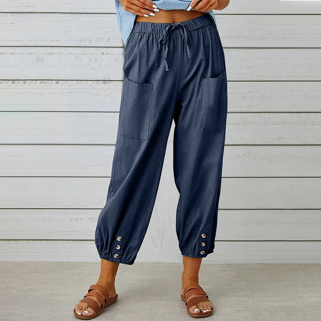 Zuri - High Waist Loose Cotton Linen Pants