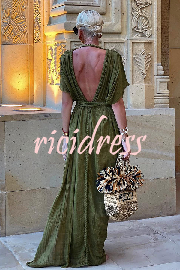 Junia - Backless Halter Holiday Maxi Dress