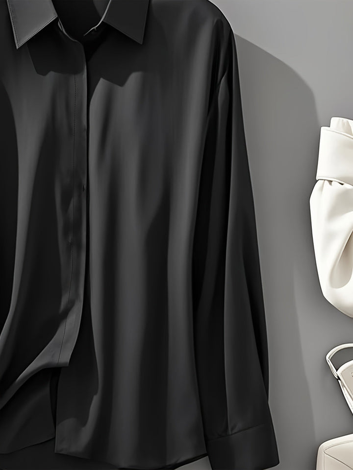 Elenochka - Stylish Long Sleeve Shirt with Button Placket