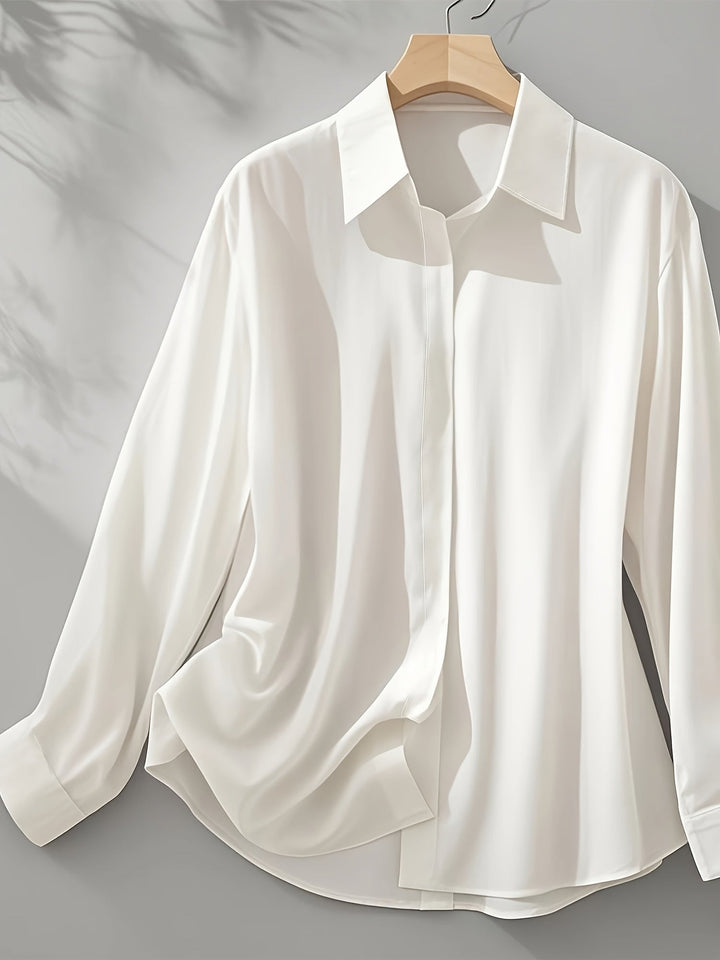 Elenochka - Stylish Long Sleeve Shirt with Button Placket